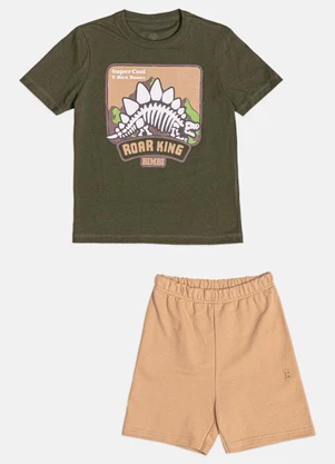 Bimbi - Conjunto Infantil Menino Esqueleto do Dino Verde - BIMBI