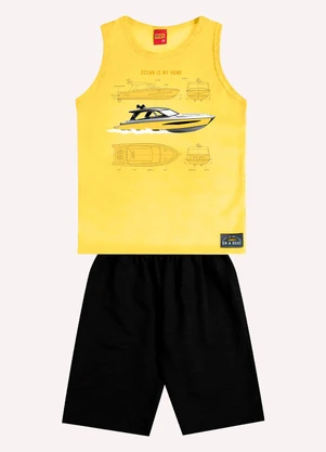 Kyly - Conjunto Infantil Menino Estampa Amarelo - KYLY