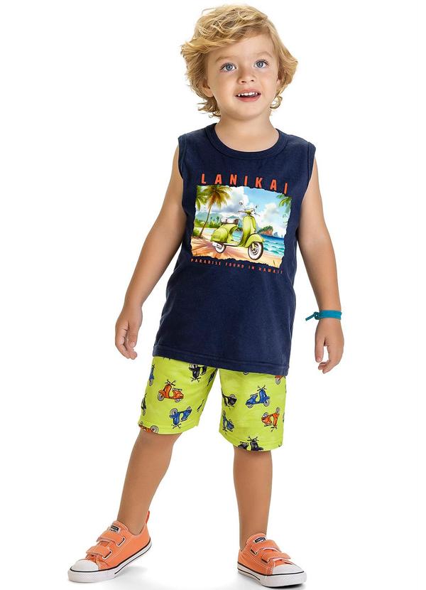 Kyly - Conjunto Infantil Menino Estampa Azul Marinho