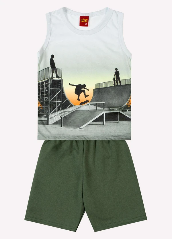 Kyly - Conjunto Infantil Menino Estampa Branco