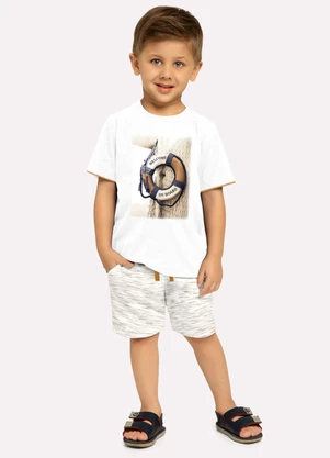 Milon - Conjunto Infantil Menino Estampa Branco - MILON