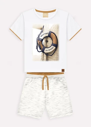 Milon - Conjunto Infantil Menino Estampa Branco - MILON