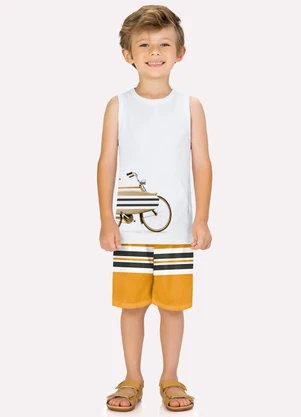 Milon - Conjunto Infantil Menino Estampa Branco - MILON