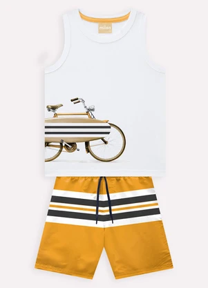 Milon - Conjunto Infantil Menino Estampa Branco - MILON