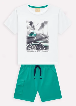 Milon - Conjunto Infantil Menino Estampa Branco - MILON