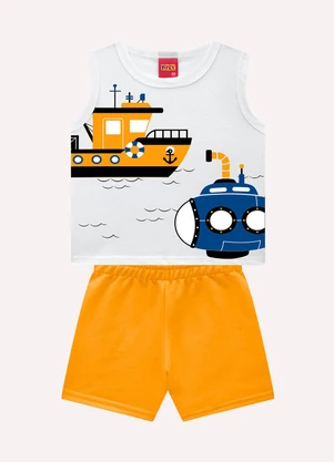 Kyly - Conjunto Infantil Menino Estampa Branco - KYLY