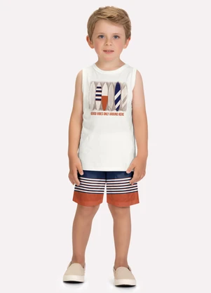 Milon - Conjunto Infantil Menino Estampa Branco - MILON