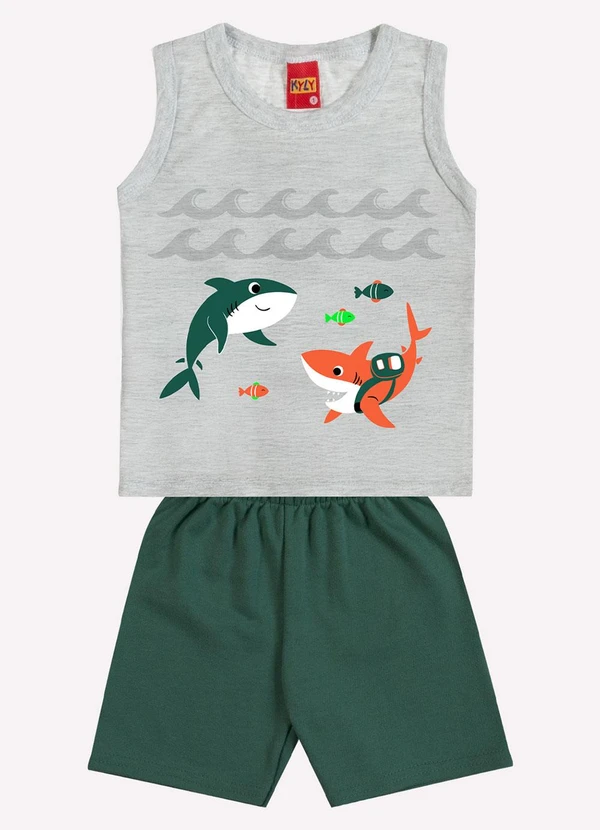 Kyly - Conjunto Infantil Menino Estampa Cinza