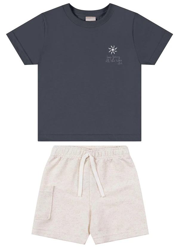 Colorittá - Conjunto Infantil Menino Estampa Costas Cinza