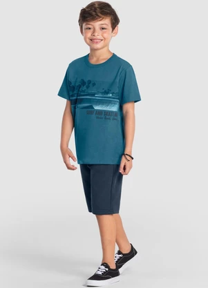 Brandili - Conjunto Infantil Menino Estampa de Praia Azul - BRANDILI
