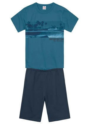 Brandili - Conjunto Infantil Menino Estampa de Praia Azul - BRANDILI