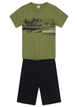 Brandili - Conjunto Infantil Menino Estampa de Praia Verde - BRANDILI