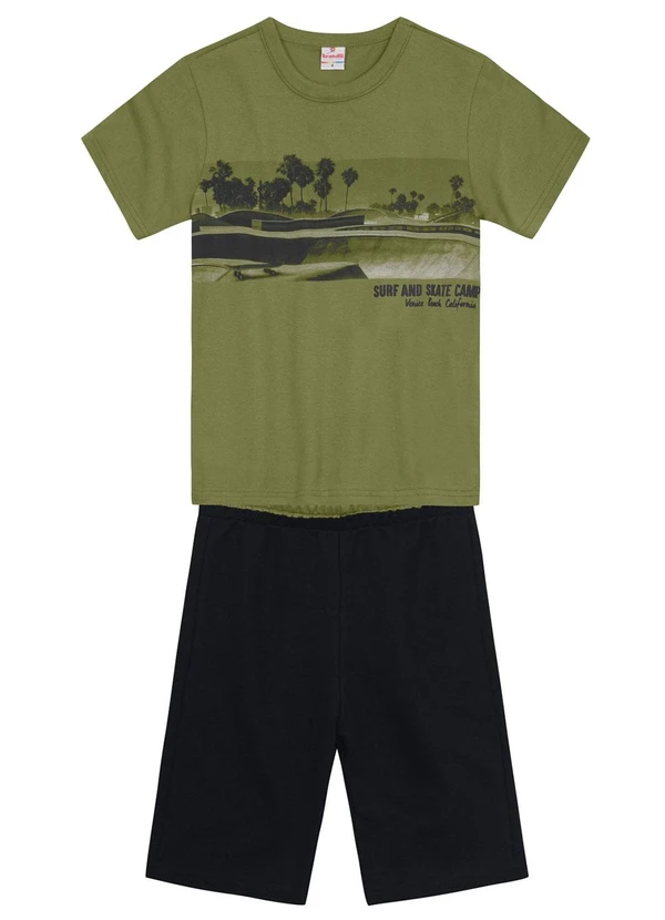 Brandili - Conjunto Infantil Menino Estampa de Praia Verde
