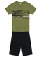 Brandili - Conjunto Infantil Menino Estampa de Praia Marrom - variação: Verde