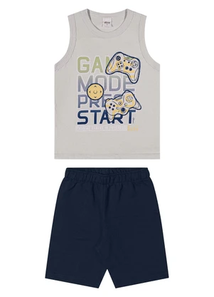 Elian - Conjunto Infantil Menino Estampa Jogo Cinza - ELIAN