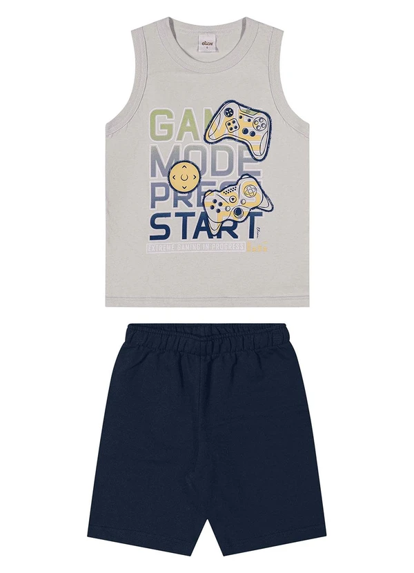 Elian - Conjunto Infantil Menino Estampa Jogo Cinza