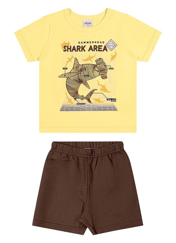 Elian - Conjunto Infantil Menino Estampa Oceano Amarelo
