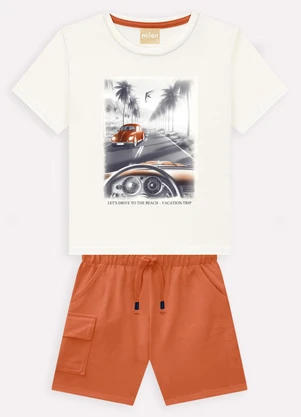 Milon - Conjunto Infantil Menino Estampa Off White - MILON