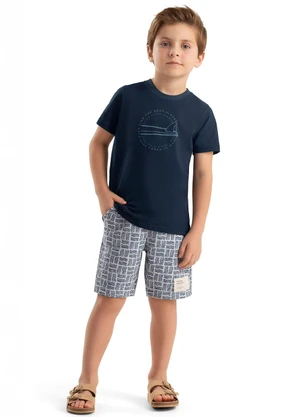 Colorittá - Conjunto Infantil Menino Estampa Puff Surf Azul - COLORITTÁ