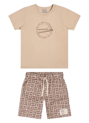 Colorittá - Conjunto Infantil Menino Estampa Puff Surf Bege - COLORITTÁ