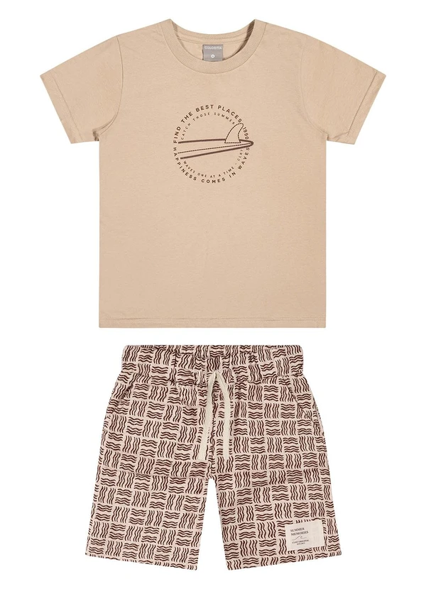Colorittá - Conjunto Infantil Menino Estampa Puff Surf Bege 1