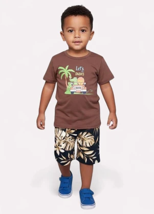Kyly - Conjunto Infantil Menino Estampa Safari Marrom - KYLY