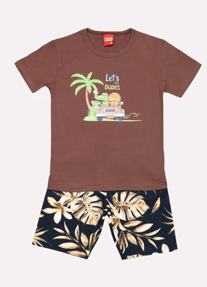 Kyly - Conjunto Infantil Menino Estampa Safari Marrom - KYLY