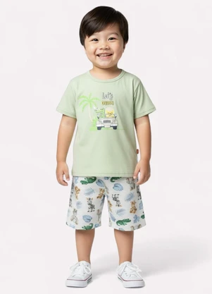 Kyly - Conjunto Infantil Menino Estampa Safari Verde - KYLY