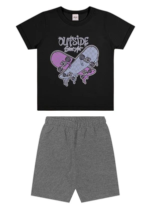 Elian - Conjunto Infantil Menino Estampa Skate Preto - ELIAN