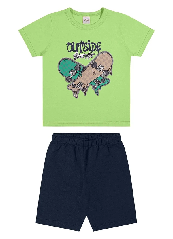 Elian - Conjunto Infantil Menino Estampa Skate Verde 1