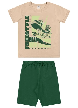 Elian - Conjunto Infantil Menino Estampa Sports Bege - ELIAN