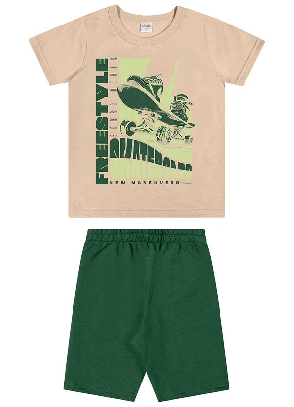 Elian - Conjunto Infantil Menino Estampa Sports Bege 1