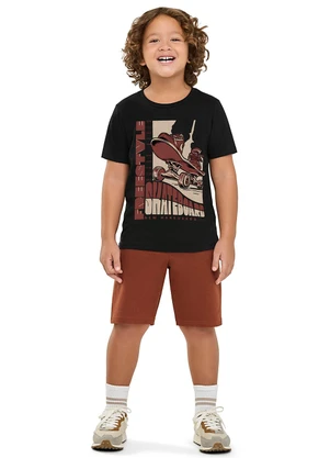 Elian - Conjunto Infantil Menino Estampa Sports Preto - ELIAN