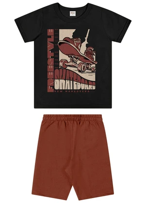 Elian - Conjunto Infantil Menino Estampa Sports Preto - ELIAN