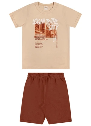 Elian - Conjunto Infantil Menino Estampa Urbana Bege - ELIAN