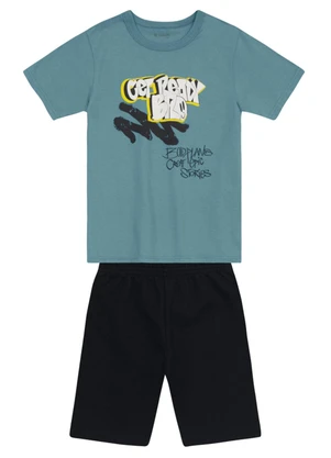Brandili - Conjunto Infantil Menino Estampado Azul - BRANDILI