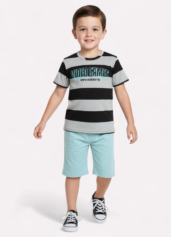 Kyly - Conjunto Infantil Menino Estampado Cinza