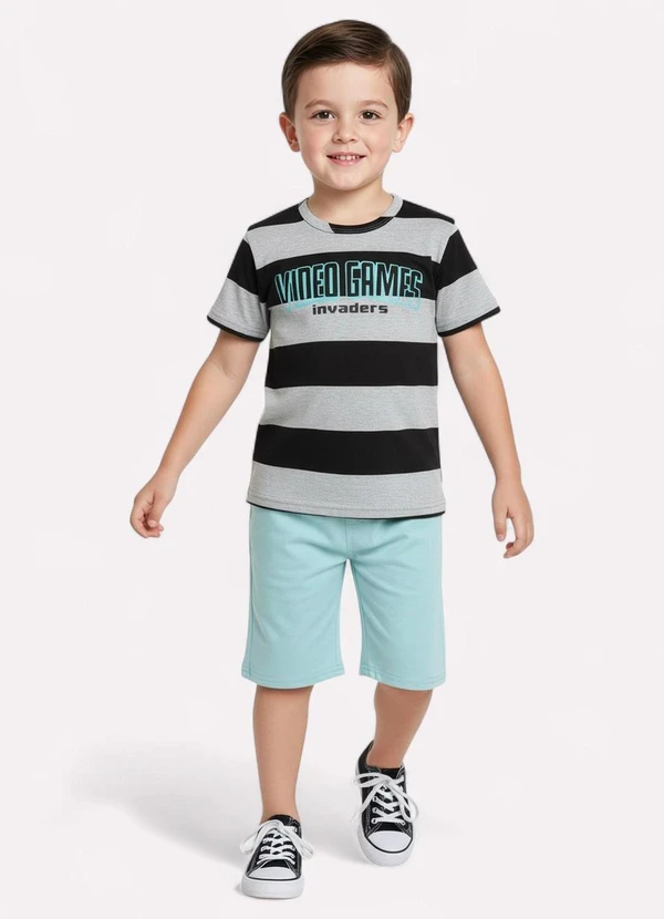 Kyly - Conjunto Infantil Menino Estampado Cinza