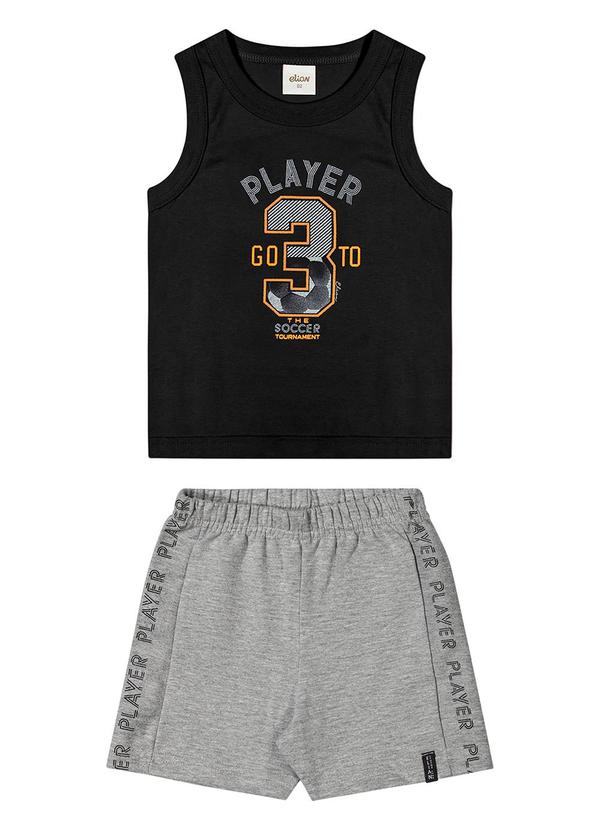 Elian - Conjunto Infantil Menino Estampado Elian Preto