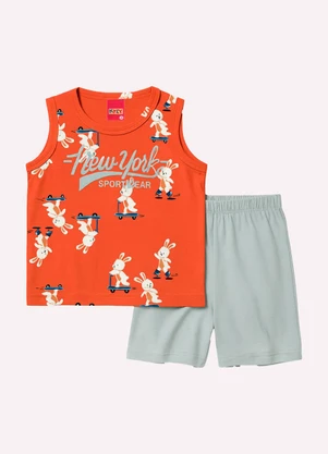 Kyly - Conjunto Infantil Menino Estampado Laranja - KYLY