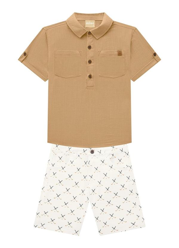 Milon - Conjunto Infantil Menino Estampado Marrom