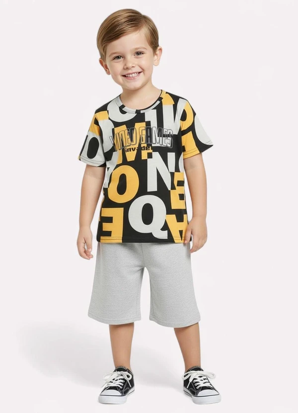Kyly - Conjunto Infantil Menino Estampado Preto