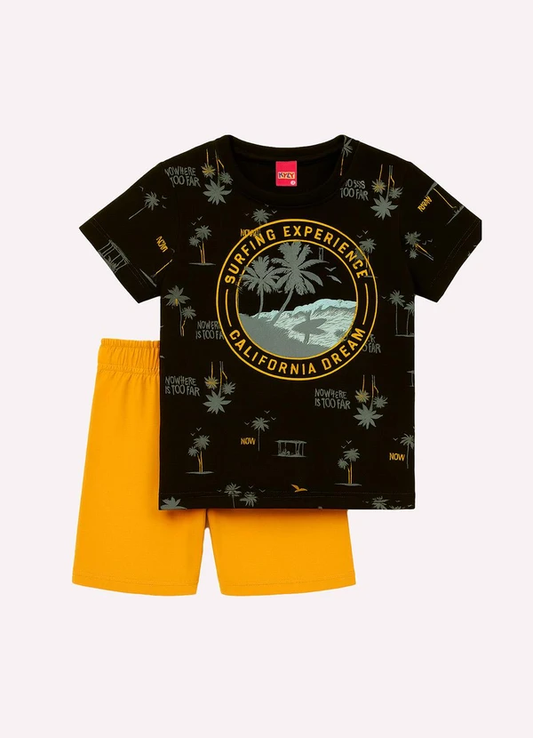 Kyly - Conjunto Infantil Menino Estampado Preto