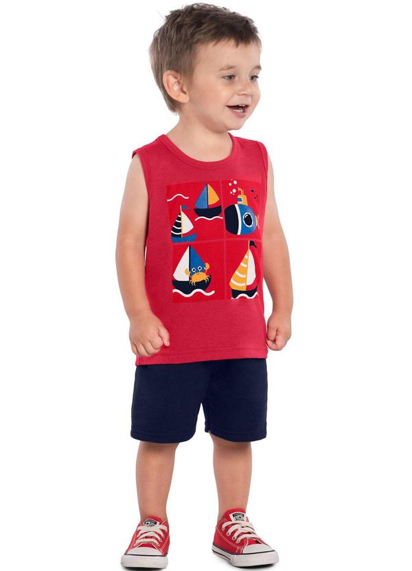 Kyly - Conjunto Infantil Menino Estampado Vermelho