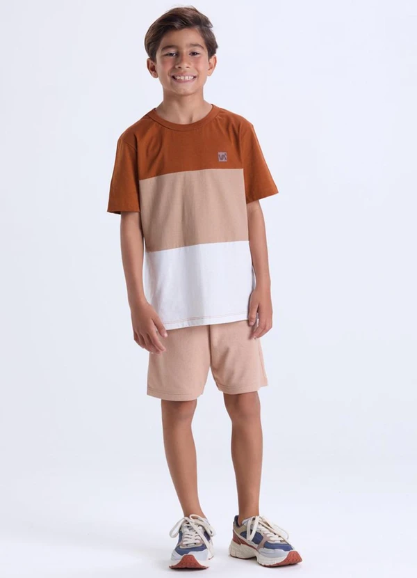 Vida Costeira - Conjunto Infantil Menino Faixas Color Caramelo