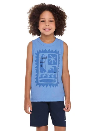 Elian - Conjunto Infantil Menino Flamê Tropical Azul - ELIAN