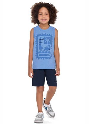 Elian - Conjunto Infantil Menino Flamê Tropical Azul - ELIAN