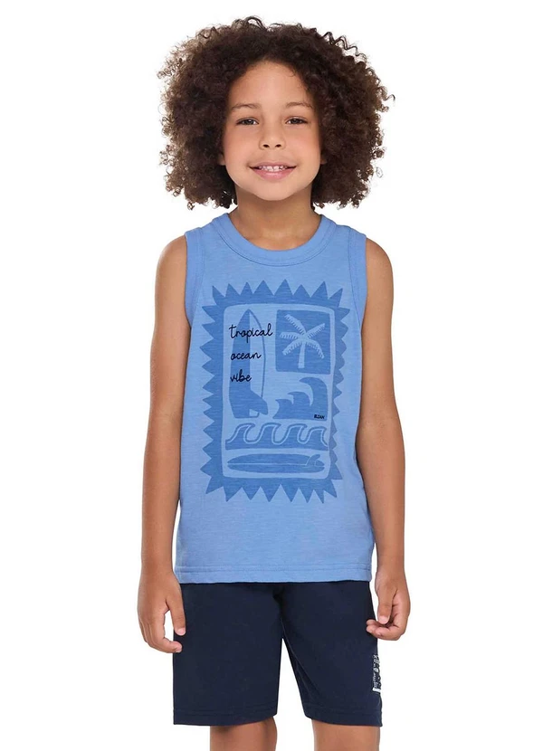 Elian - Conjunto Infantil Menino Flamê Tropical Azul
