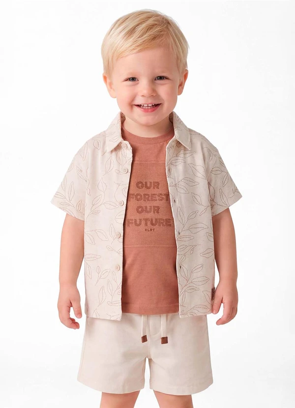 Colorittá - Conjunto Infantil Menino Folhagem Bege