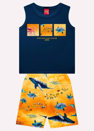 Kyly - Conjunto Infantil Menino Fundo do Mar Azul - KYLY